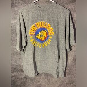 Vintage The Bulldog Coffee Shop Amsterdam XL Grey T Shirt Cannabis Shop Y2K